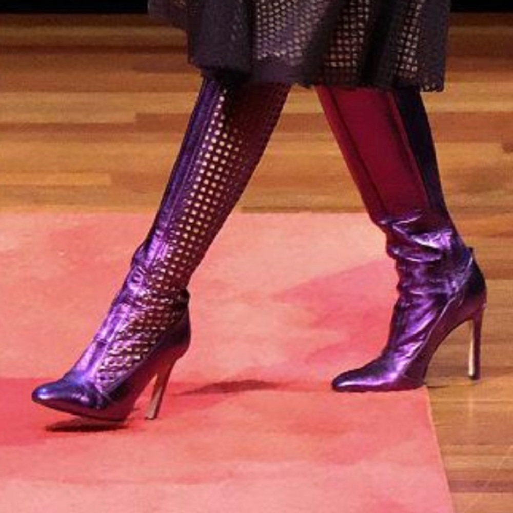 SJP Sarah Jessica Parker Pat Leather Boot named after fashion designer Pat Field